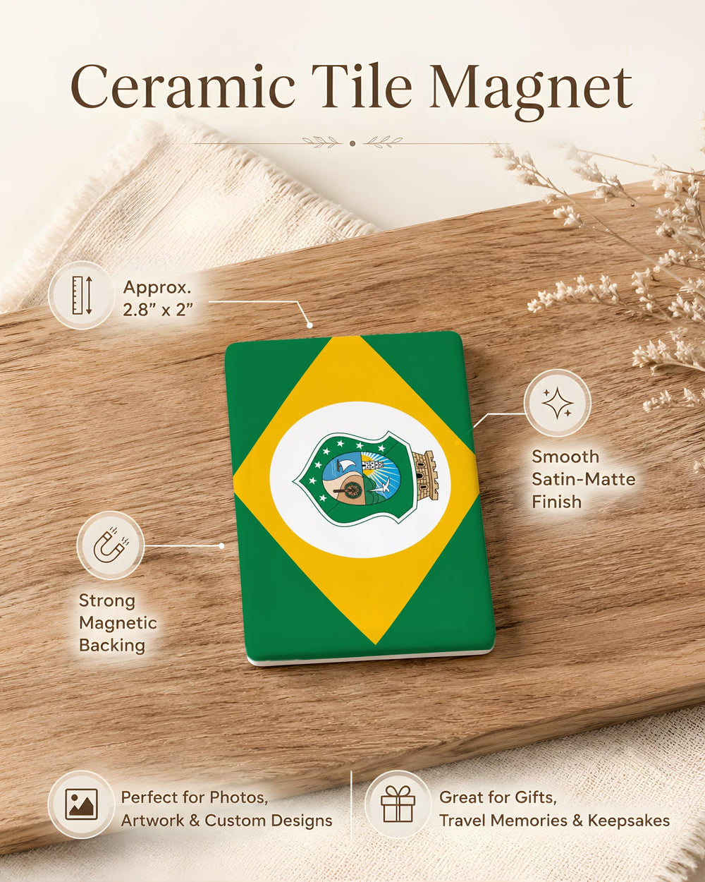 Ceará State Flag Fridge Magnet, Brazil Ceará Flag Magnet, Fortaleza Souvenir Magnet, Brazilian State Flag Kitchen Magnet