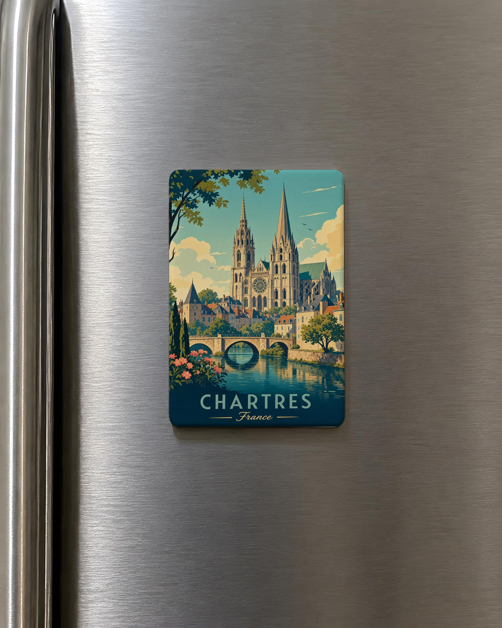 Chartres Cathedral Fridge Magnet, Chartres France Landmark Souvenir Magnet, Gothic Cathedral Architecture Magnet