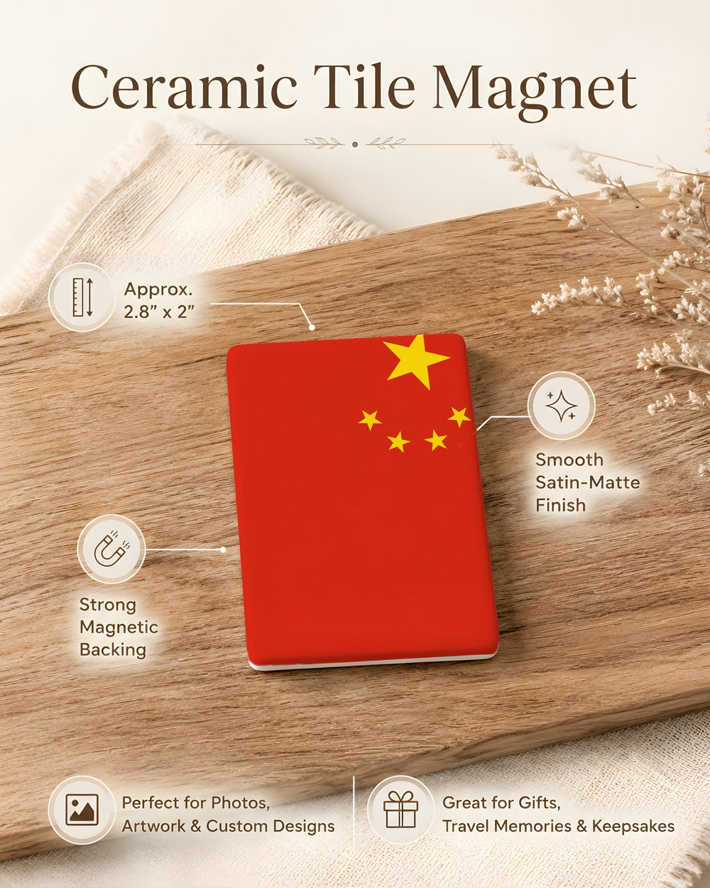 China Flag Fridge Magnet, Chinese National Flag Magnet, China Souvenir Magnet, Patriotic China Flag Kitchen Magnet