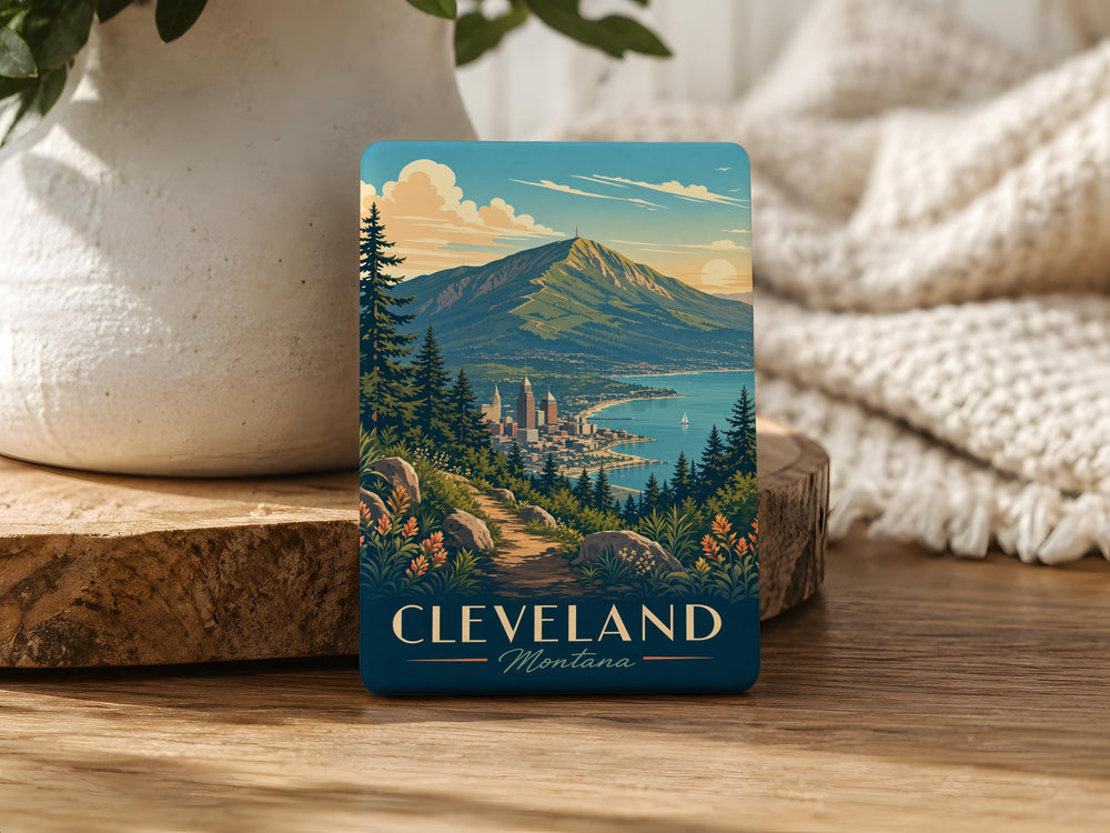 Cleveland Mountain Fridge Magnet, Cleveland Ohio Mountain Landscape Souvenir Magnet, Great Lakes Travel Gift, Scenic Nature Magnet