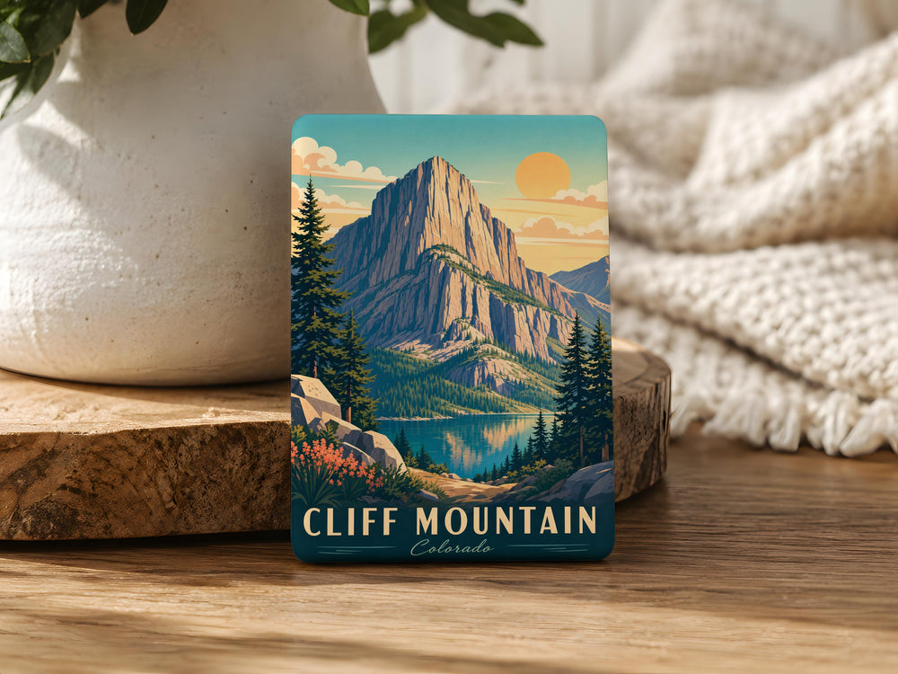 Cliff Mountain Fridge Magnet, Mountain Cliff Landscape Magnet, Scenic Mountain View Kitchen Magnet, Nature Travel Souvenir Magnet