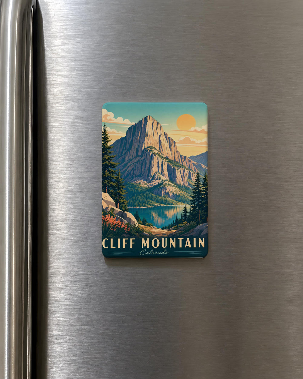Cliff Mountain Fridge Magnet, Mountain Cliff Landscape Magnet, Scenic Mountain View Kitchen Magnet, Nature Travel Souvenir Magnet
