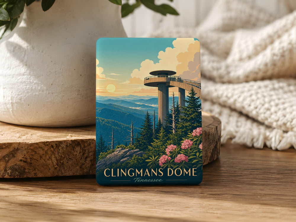 Clingmans Dome Fridge Magnet, Great Smoky Mountains National Park Souvenir, Tennessee North Carolina Travel Keepsake