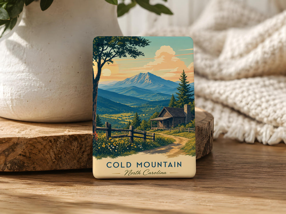 Cold Mountain Fridge Magnet, Mountain Peak Landscape Souvenir Magnet, Scenic Nature Travel Keepsake Kitchen Decor