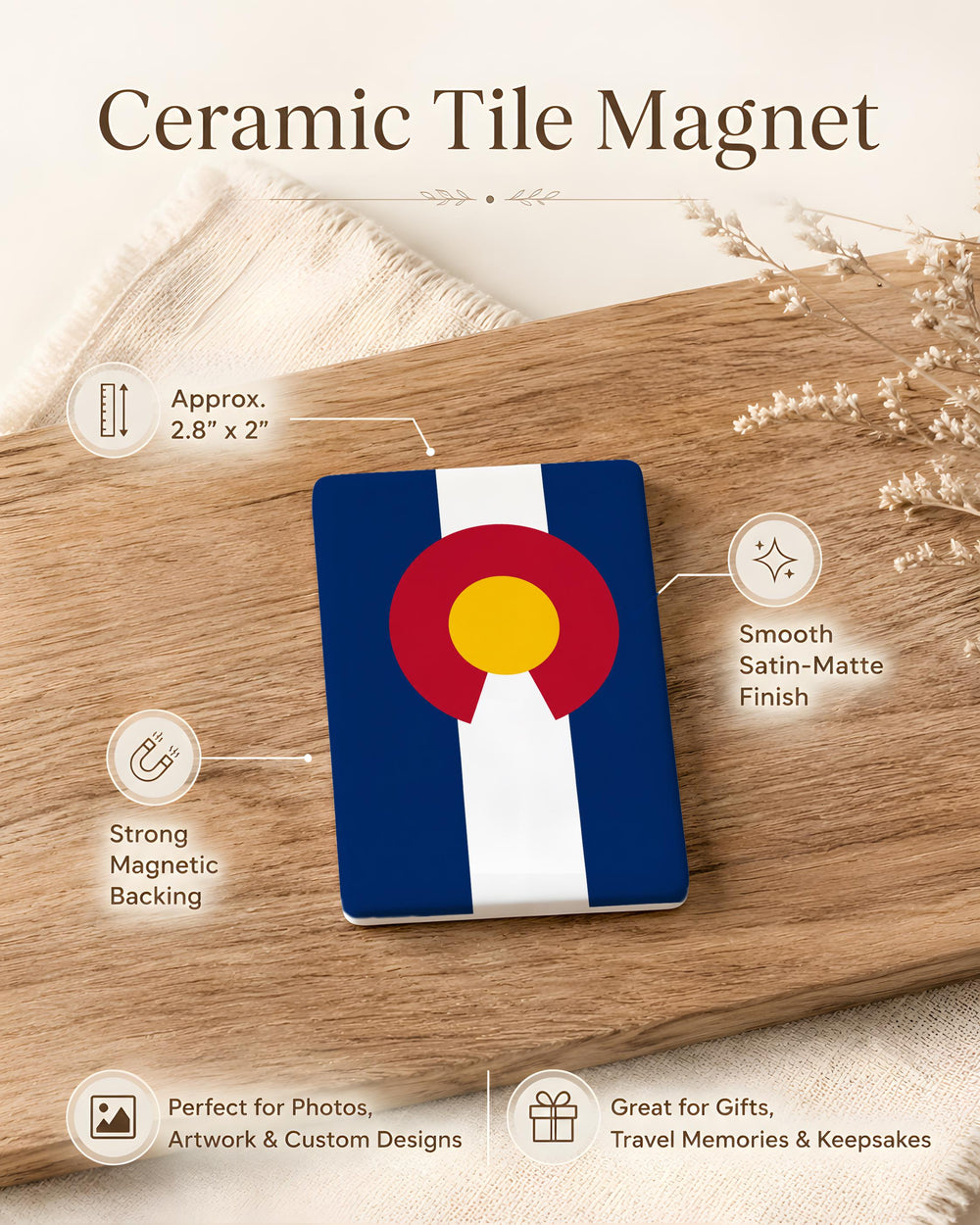 Colorado State Flag Fridge Magnet, Colorado Flag Magnet, Rocky Mountain State Souvenir Magnet, Colorado Gift