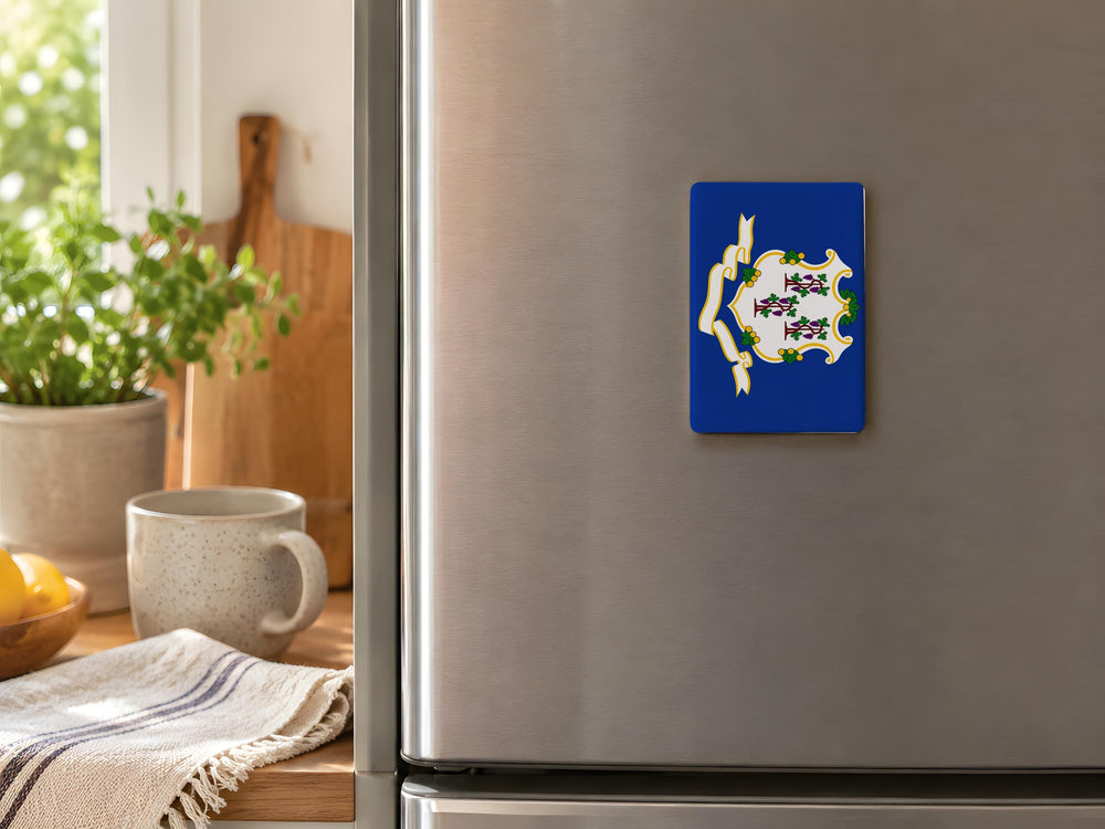 Connecticut State Flag Fridge Magnet, Connecticut Souvenir Magnet, Hartford Connecticut Gift, New England State Flag Magnet
