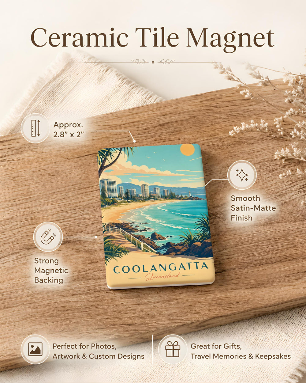 Coolangatta Beach Fridge Magnet, Coolangatta Queensland Australia Souvenir Magnet, Coastal Beach Travel Keepsake Gift