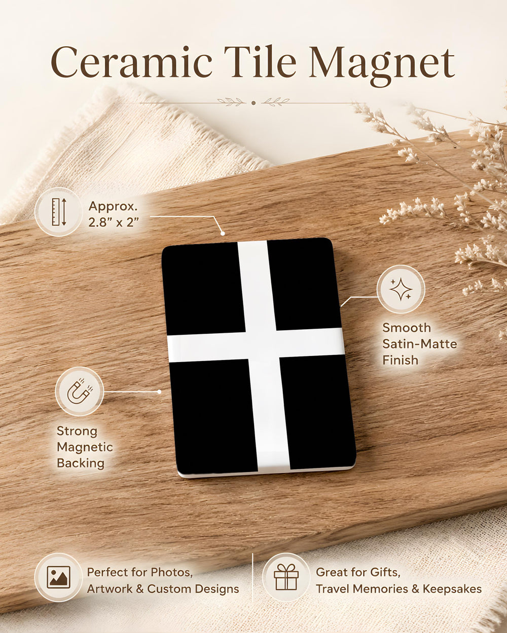 Cornish Flag Fridge Magnet, Cornwall St Piran’s Cross Souvenir Magnet, Cornish Pride Kitchen Refrigerator Magnet