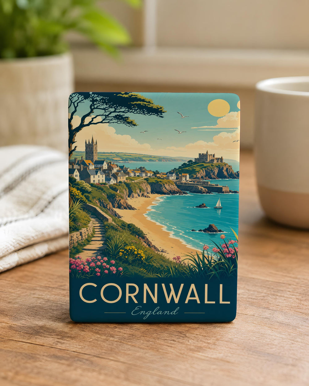Cornwall Fridge Magnet, Cornwall Souvenir Magnet, Cornwall UK Travel Gift, Cornwall Vacation Keepsake, Cornwall Coastal Decor Magnet