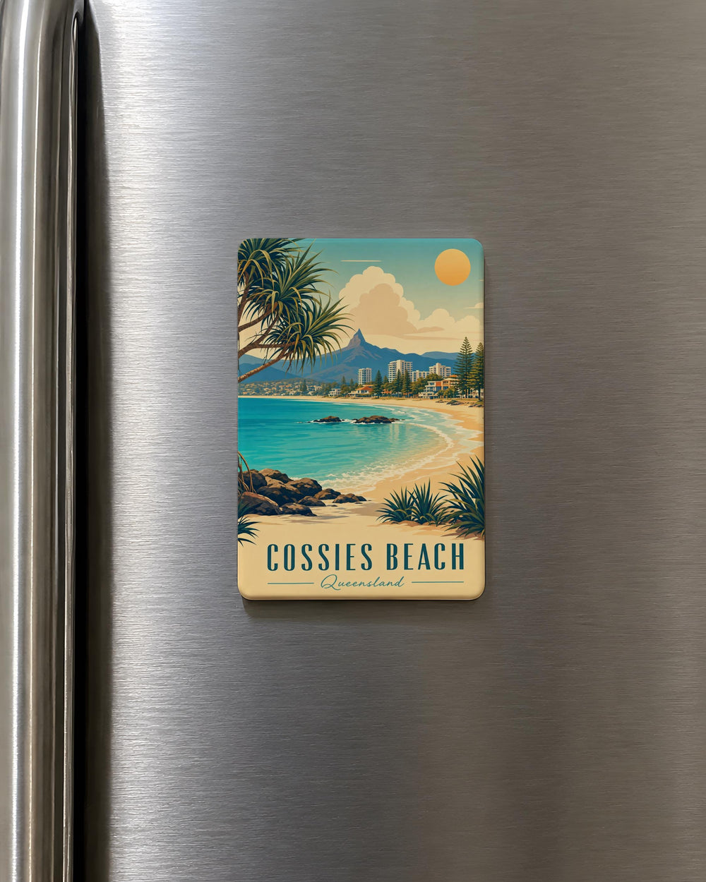 Cossies Beach Fridge Magnet, Coastal Beach Scene Souvenir Magnet, Seaside Vacation Gift, Beach Lover Kitchen Decor
