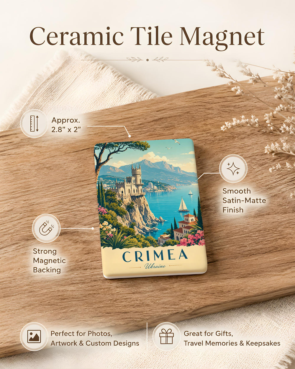 Crimea Fridge Magnet, Crimea Souvenir Magnet, Crimean Peninsula Travel Gift, Crimea Landmark Keepsake Magnet, Ukraine Map Magnet
