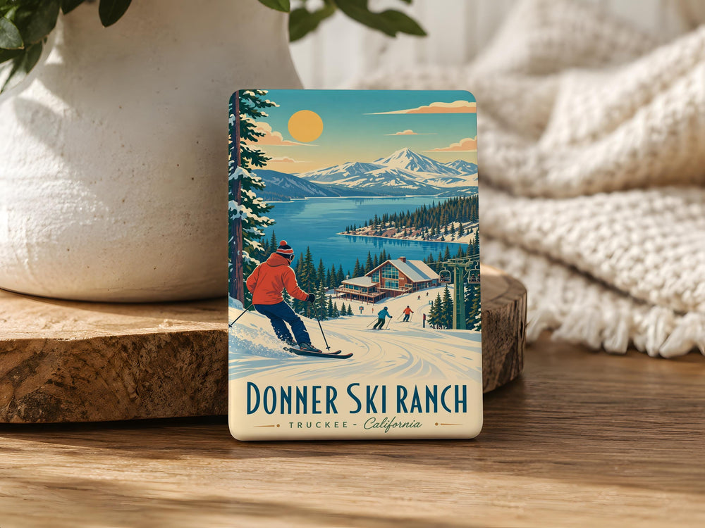 Donner Ski Ranch Fridge Magnet, California Ski Resort Souvenir Magnet, Tahoe Area Winter Sports Gift