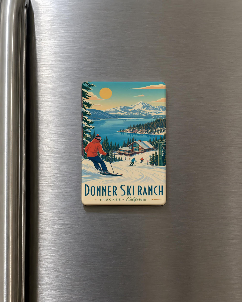 Donner Ski Ranch Fridge Magnet, California Ski Resort Souvenir Magnet, Tahoe Area Winter Sports Gift