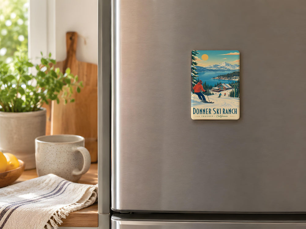 Donner Ski Ranch Fridge Magnet, California Ski Resort Souvenir Magnet, Tahoe Area Winter Sports Gift