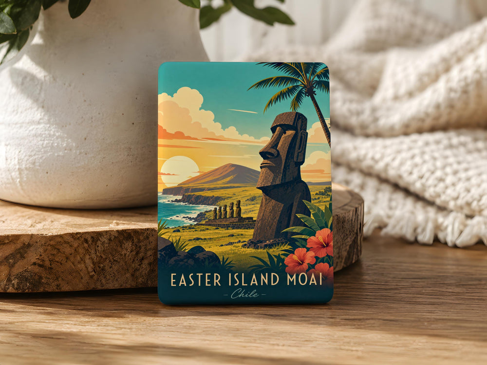 Easter Island Moai Fridge Magnet, Rapa Nui Stone Head Statue Souvenir Magnet, Polynesian Island Landmark Magnet