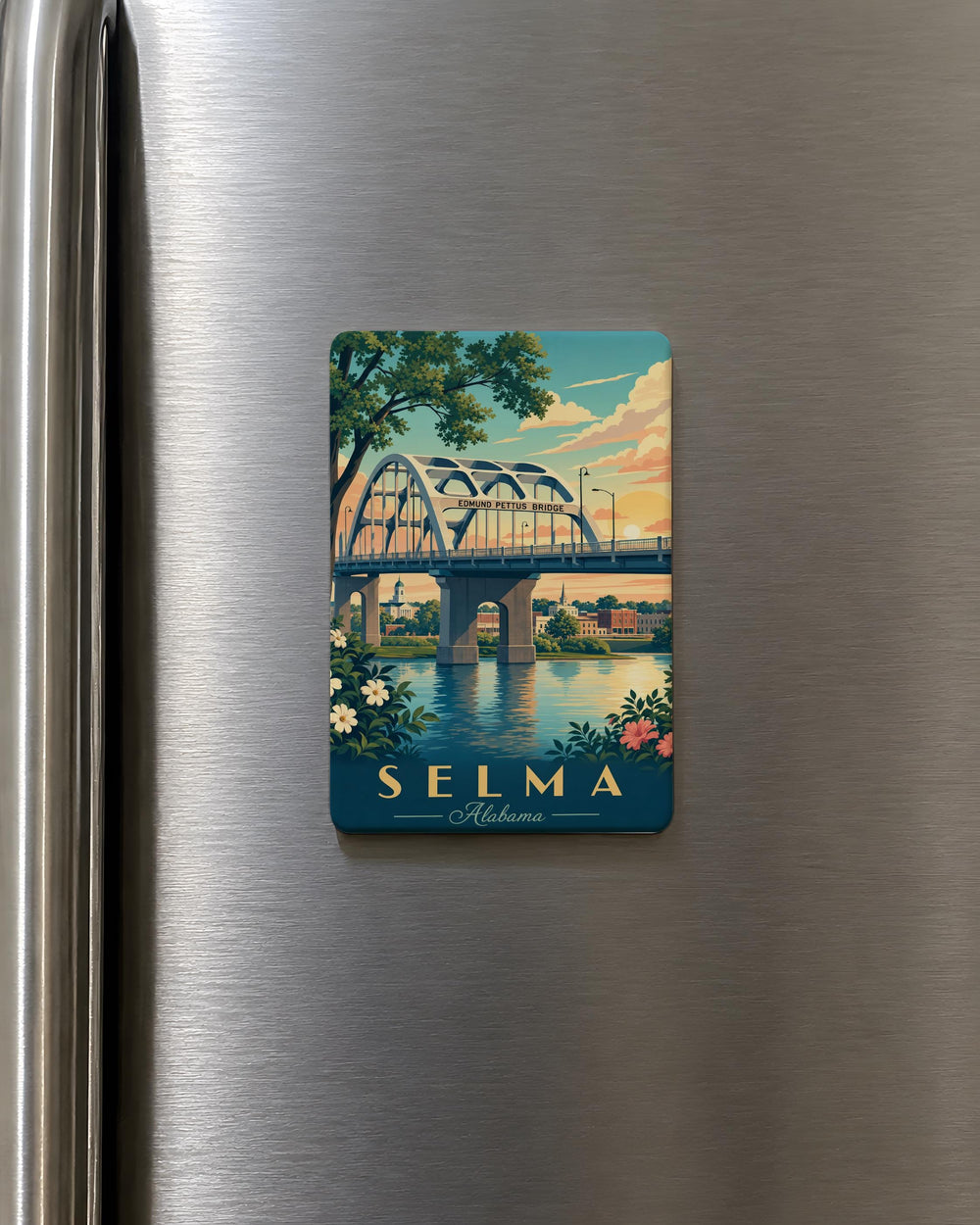 Edmund Pettus Bridge Fridge Magnet, Selma Alabama Landmark Souvenir, Civil Rights History Memorial Magnet, Alabama Travel Gift