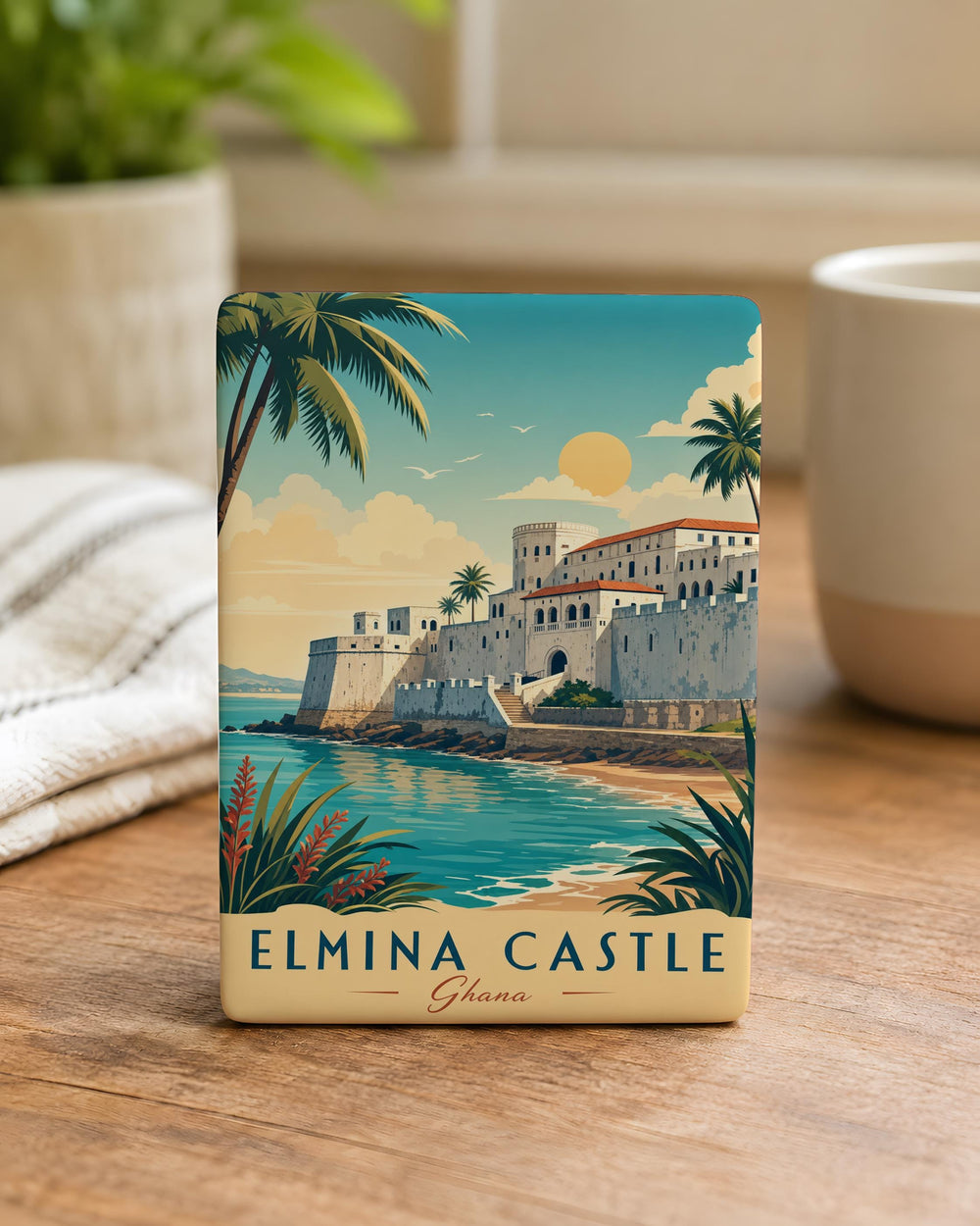 Elmina Castle Fridge Magnet, Ghana Coastal Fortress Landmark Souvenir Magnet, Historic African Castle Travel Keepsake Gift