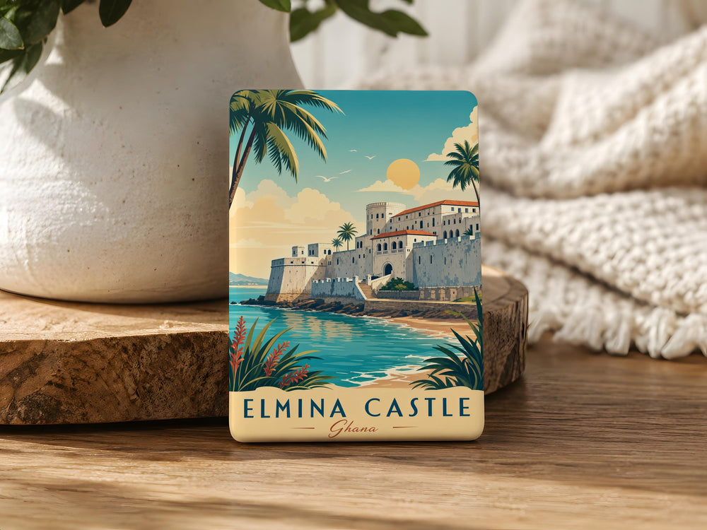 Elmina Castle Fridge Magnet, Ghana Coastal Fortress Landmark Souvenir Magnet, Historic African Castle Travel Keepsake Gift