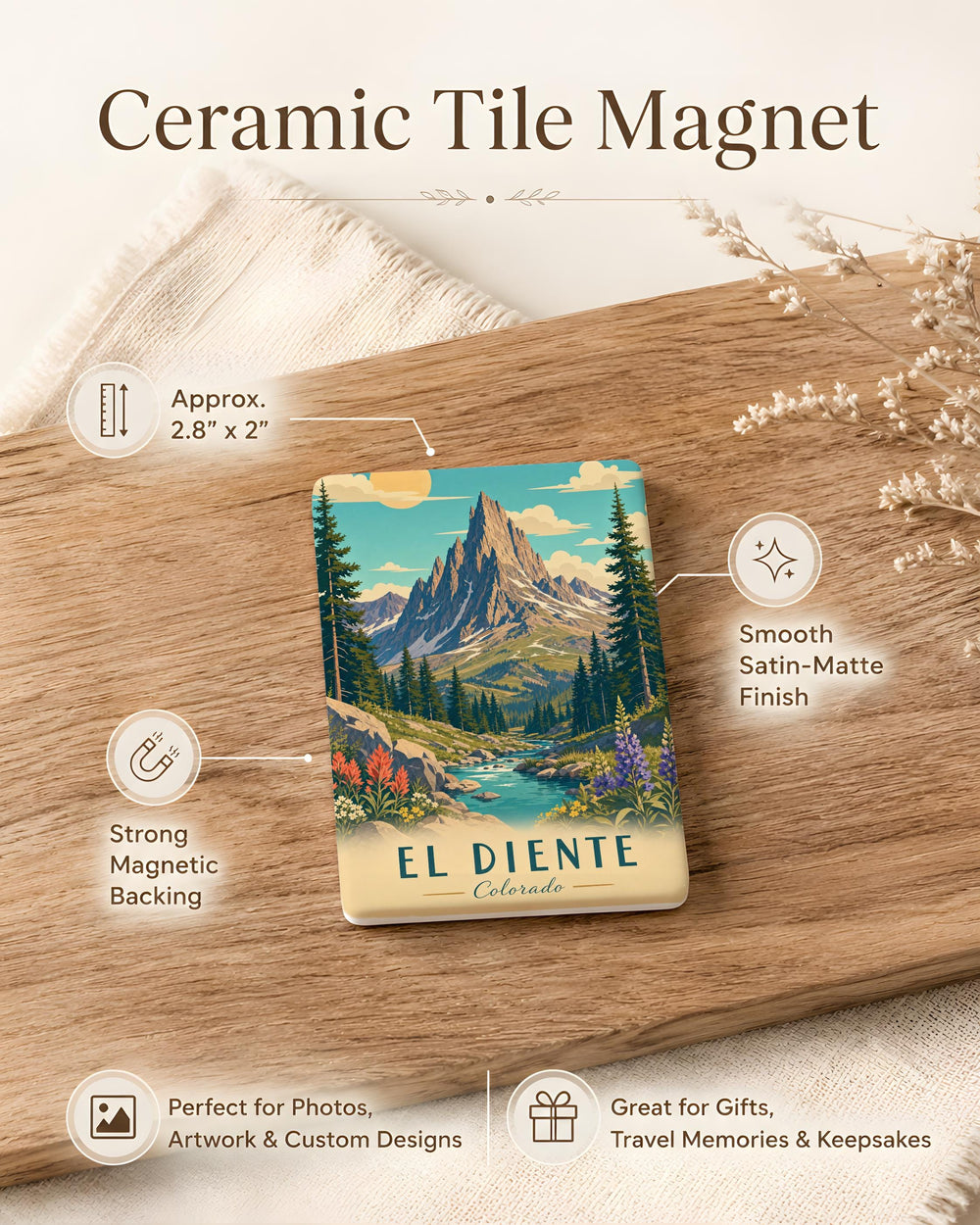 El Diente Mountain Fridge Magnet, Colorado Peak Souvenir Magnet, San Juan Mountains Hiking Climber Gift