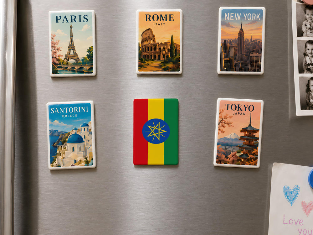 Ethiopia Flag Fridge Magnet, Ethiopian Flag Magnet, Ethiopia Souvenir Magnet, Ethiopian Pride Kitchen Magnet