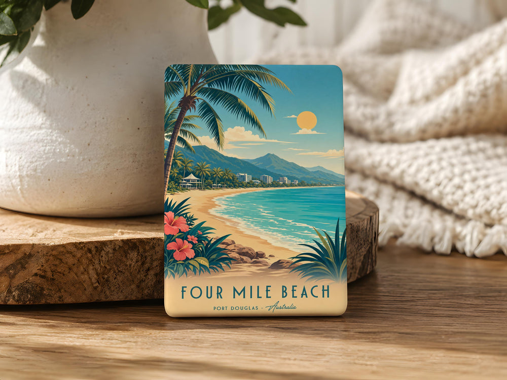 Four Mile Beach Fridge Magnet, Tropical Beach Coastline Souvenir Magnet, Port Douglas Queensland Australia Travel Keepsake Magnet