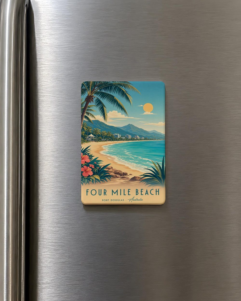 Four Mile Beach Fridge Magnet, Tropical Beach Coastline Souvenir Magnet, Port Douglas Queensland Australia Travel Keepsake Magnet