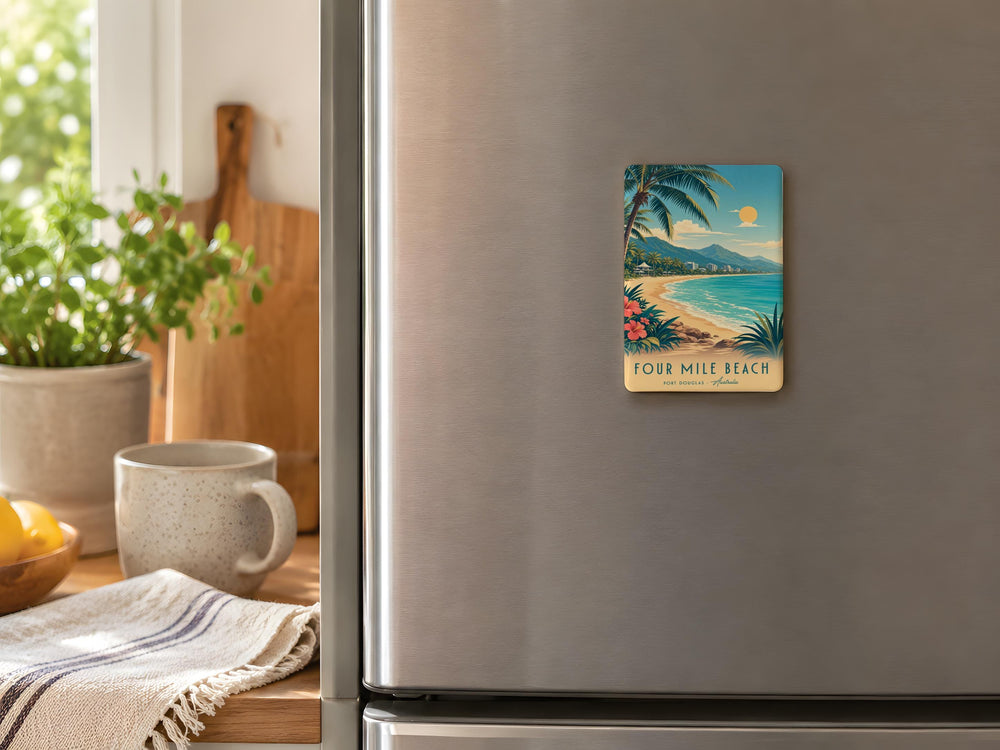 Four Mile Beach Fridge Magnet, Tropical Beach Coastline Souvenir Magnet, Port Douglas Queensland Australia Travel Keepsake Magnet