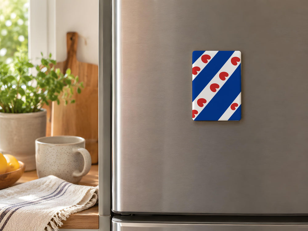 Friesland Flag Fridge Magnet, Dutch Province Flag Magnet, Netherlands Friesland Souvenir Magnet, Fridge Decor Magnet