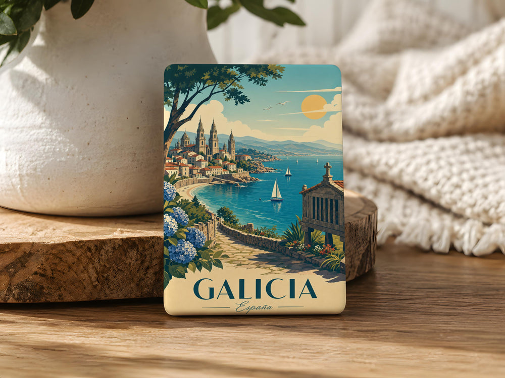 Galicia Fridge Magnet, Galicia Spain Souvenir Magnet, Travel Gift, Spanish Region Keepsake, Galicia Map Magnet