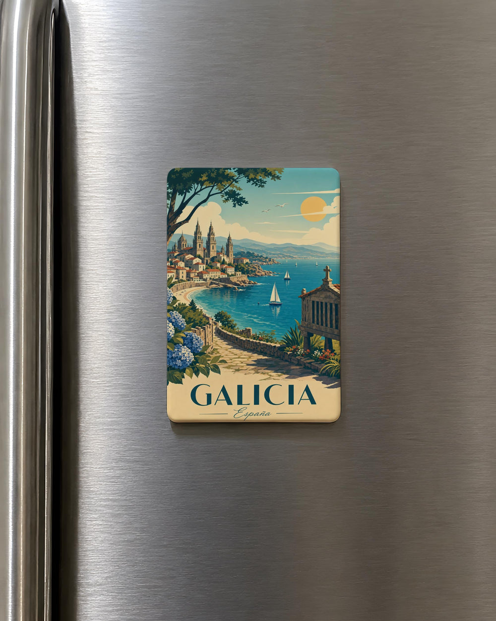 Galicia Fridge Magnet, Galicia Spain Souvenir Magnet, Travel Gift, Spanish Region Keepsake, Galicia Map Magnet