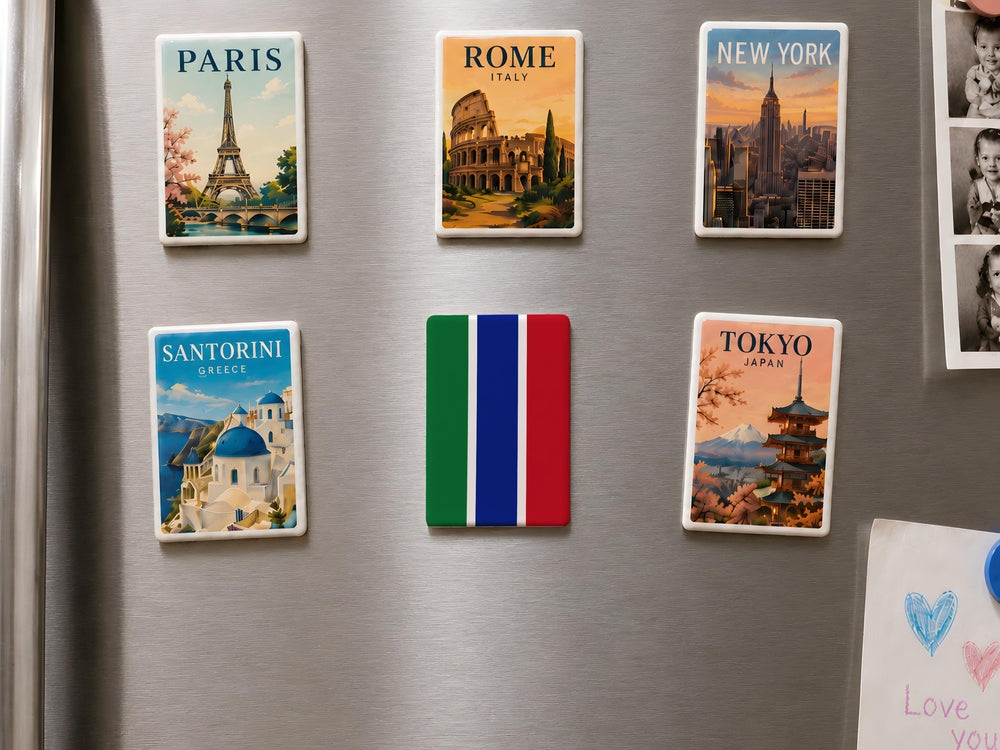 Gambia Flag Fridge Magnet, The Gambia Souvenir Magnet, Gambian Flag Kitchen Magnet, Gambia Travel Gift, Africa Flag Magnet