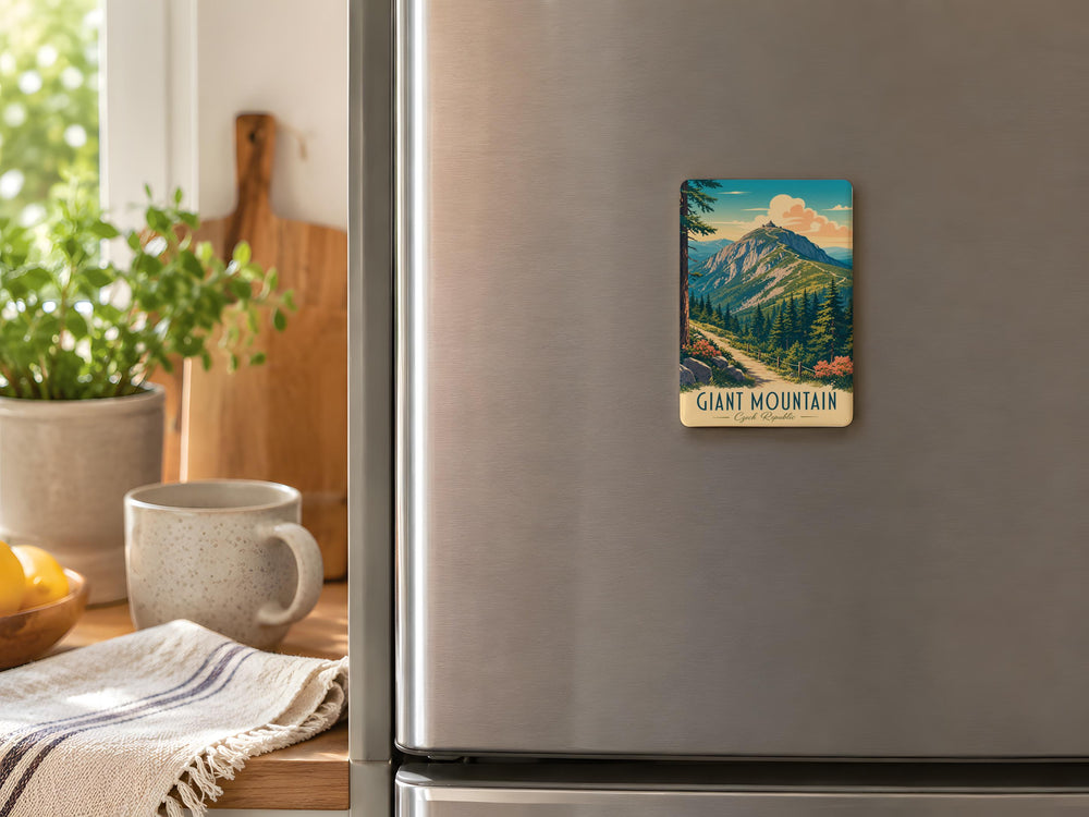 Giant Mountain Fridge Magnet, Majestic Peak and Alpine Landscape Souvenir Magnet, Mountain Lover Gift, Hiking Adventure Decor