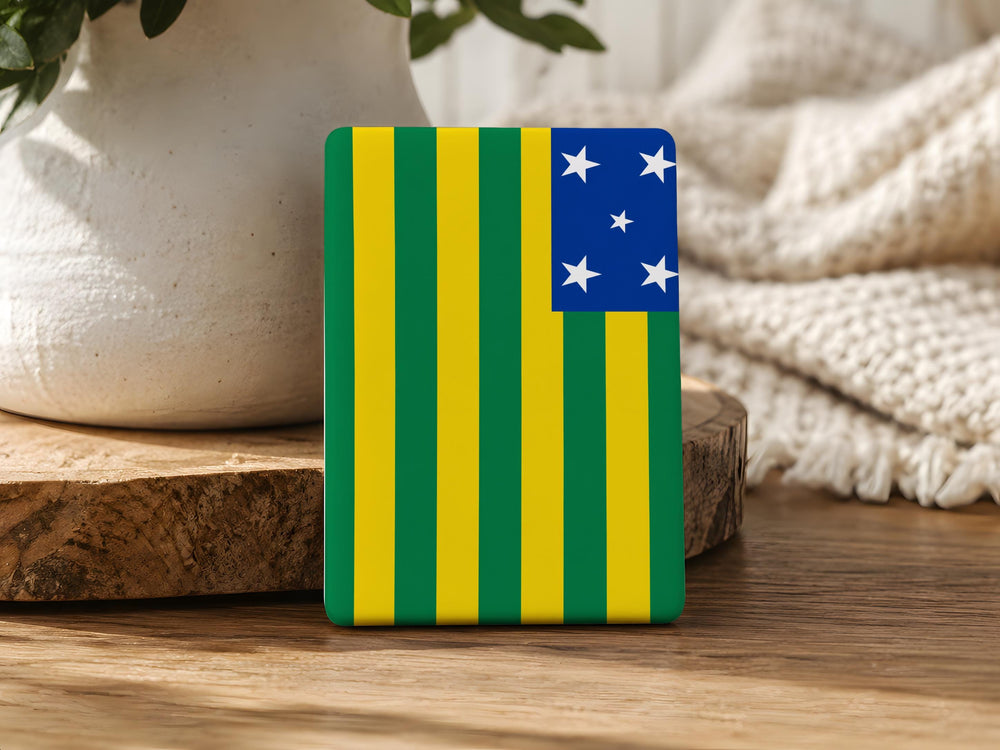 Goias State Flag Fridge Magnet, Brazil State Flag Magnet, Goias Flag Souvenir Magnet, Brazilian Flag Collection Magnet