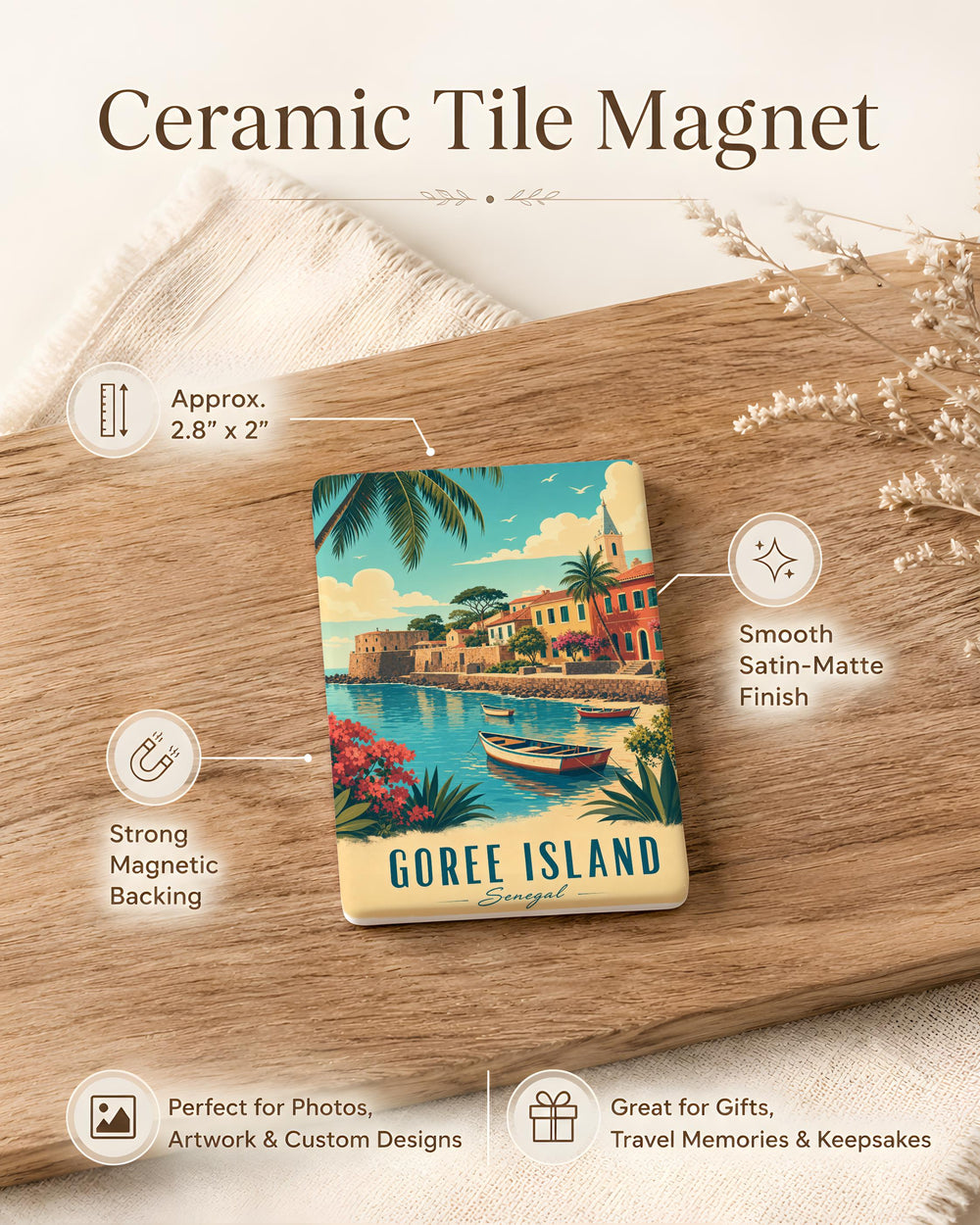 Goree Island Fridge Magnet, Senegal Travel Souvenir Magnet, Goree Island Landmark Keepsake Magnet, West Africa Destination Magnet
