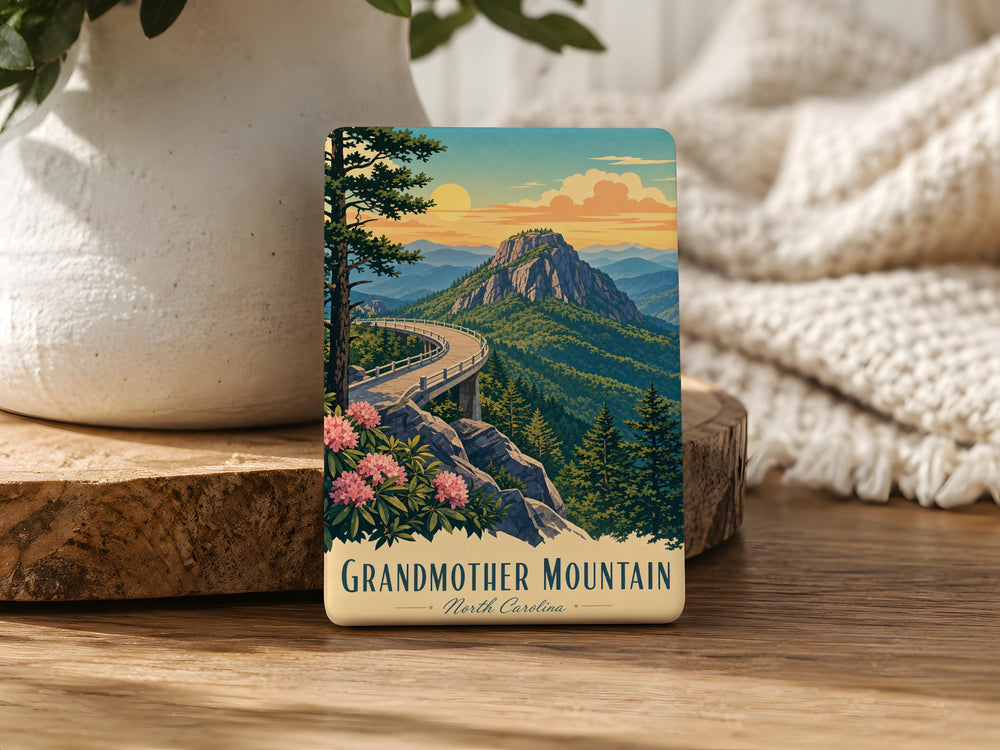 Grandmother Mountain Fridge Magnet, North Carolina Blue Ridge Mountains Souvenir, Scenic Mountain Peak Kitchen Magnet
