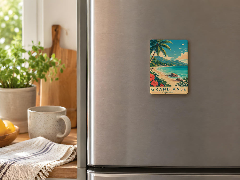 Grand Anse Seychelles Fridge Magnet, Seychelles Beach Souvenir Magnet, Grand Anse Travel Gift, Island Vacation Keepsake Magnet