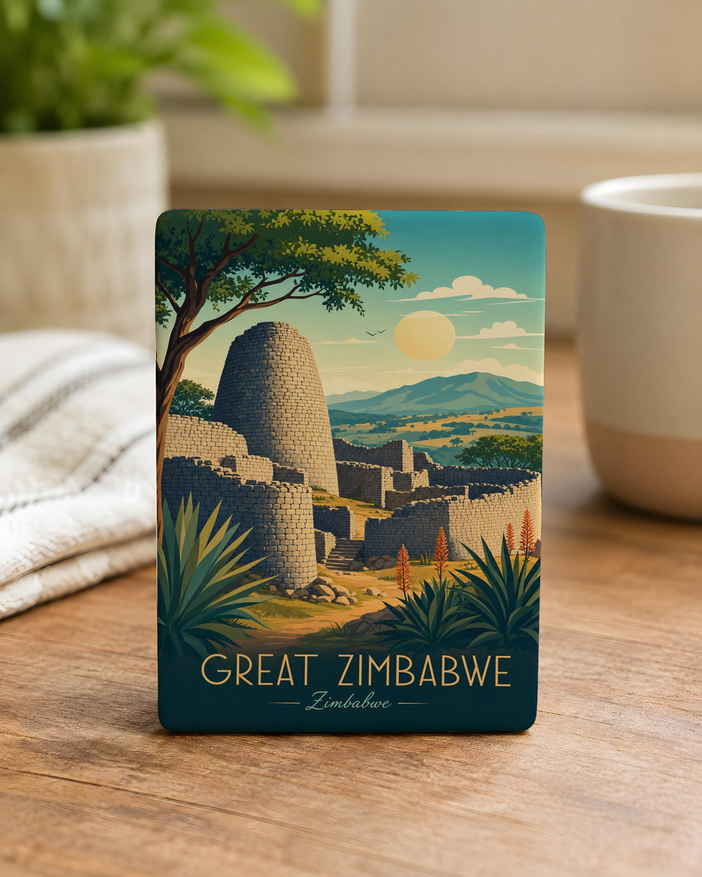 Great Zimbabwe Fridge Magnet, Ancient Stone Ruins Landmark Souvenir, Zimbabwe Heritage Site Travel Keepsake Magnet