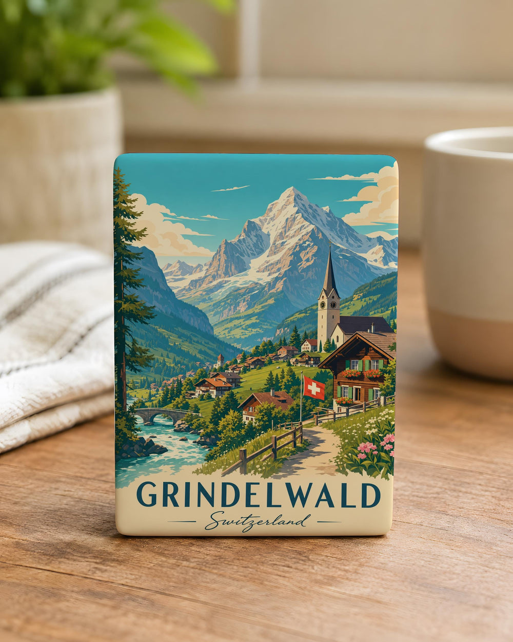 Grindelwald Switzerland Fridge Magnet, Alpine Village Souvenir, Swiss Alps Travel Keepsake, Mountain Scenery Magnet