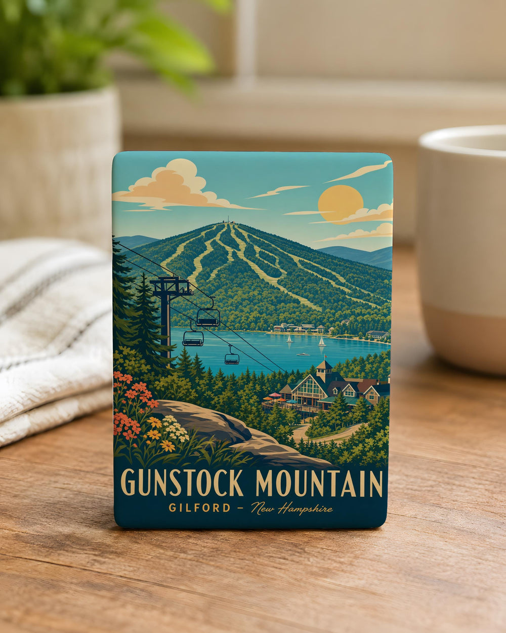 Gunstock Mountain Fridge Magnet, New Hampshire Ski Resort Souvenir, Lake Winnipesaukee Travel Keepsake Magnet