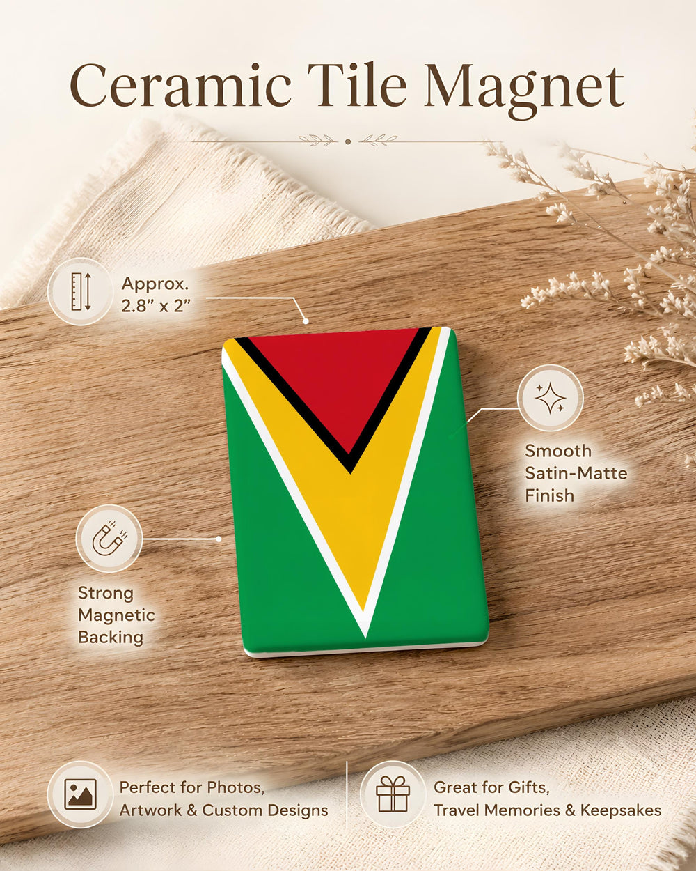 Guyana Flag Fridge Magnet, Guyana Souvenir Magnet, Caribbean Country Flag Magnet, Guyanese Pride Kitchen Magnet