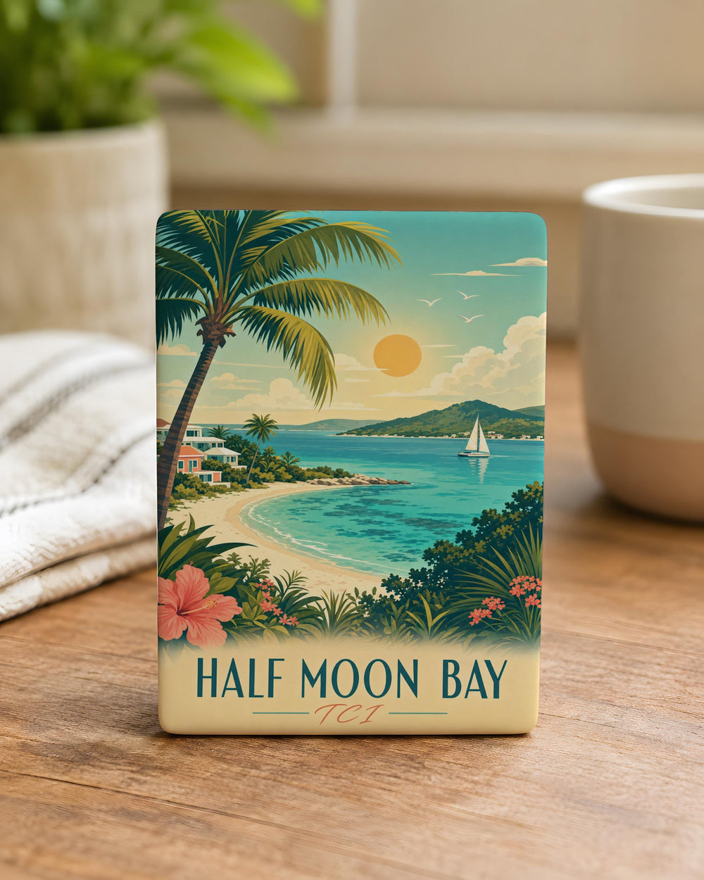 Half Moon Bay TCI Fridge Magnet, Half Moon Bay California Souvenir Magnet, Coastal Town Travel Keepsake Magnet