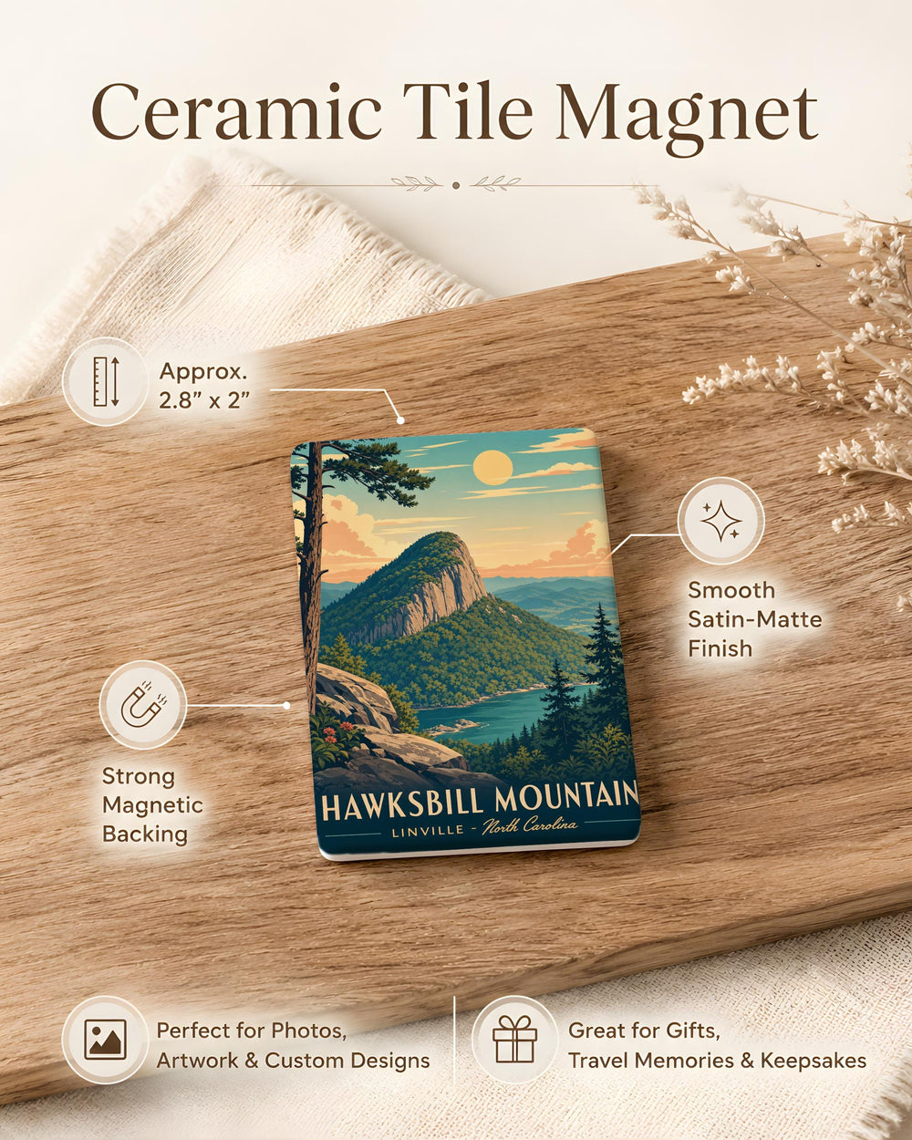 Hawksbill Mountain Fridge Magnet, Blue Ridge Mountains Souvenir, Virginia Hiking Trail Scenic Peak Keepsake Magnet