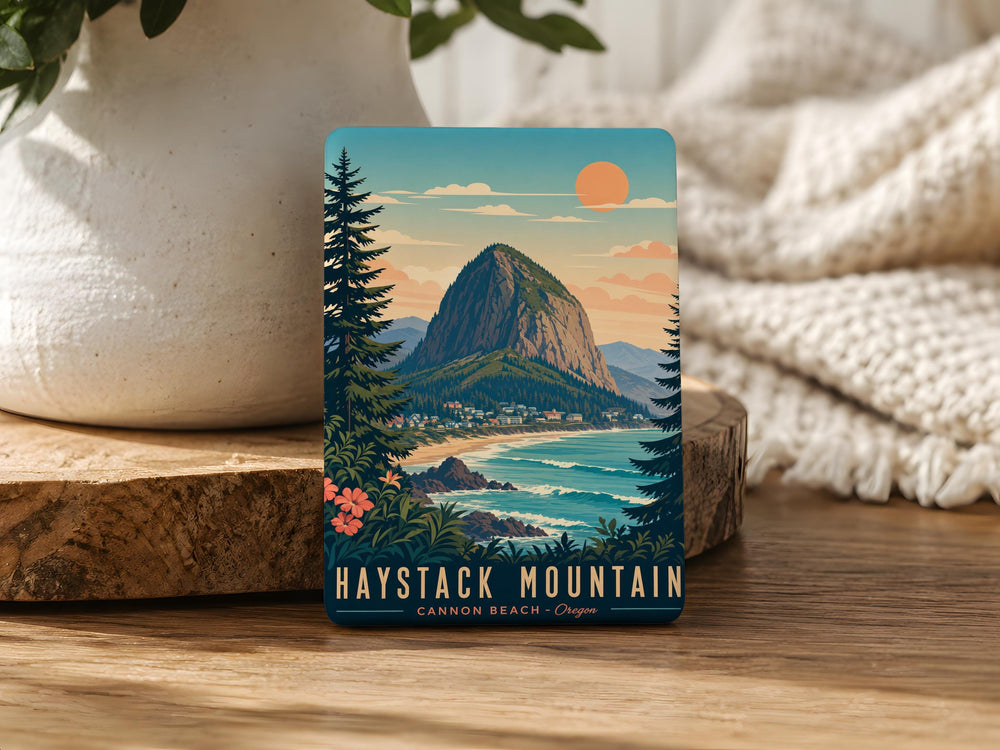 Haystack Mountain Fridge Magnet, Mountain Peak Landscape Souvenir Magnet, Hiking Nature Outdoors Refrigerator Magnet