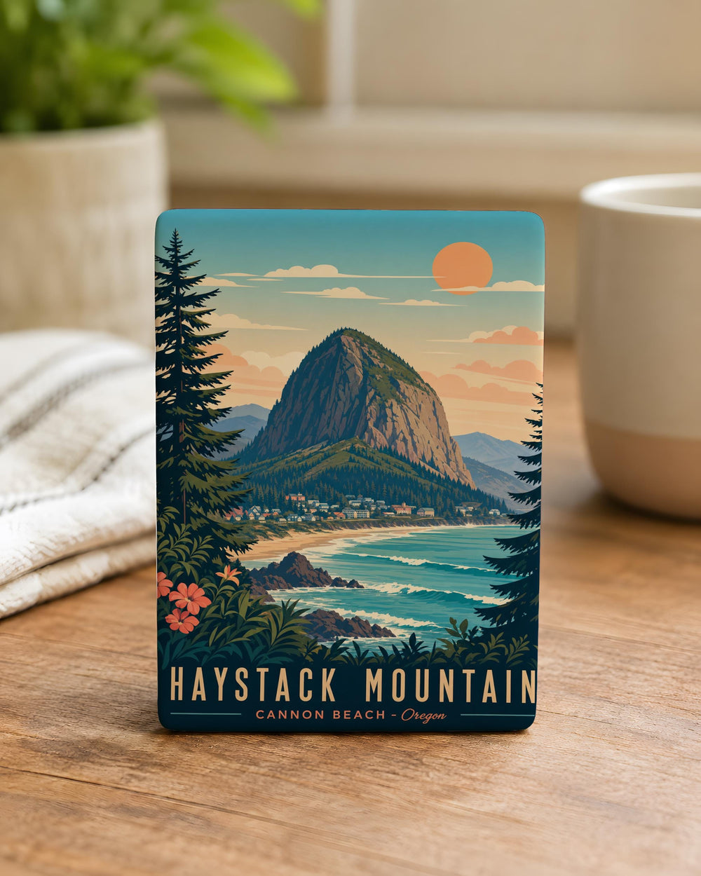 Haystack Mountain Fridge Magnet, Mountain Peak Landscape Souvenir Magnet, Hiking Nature Outdoors Refrigerator Magnet