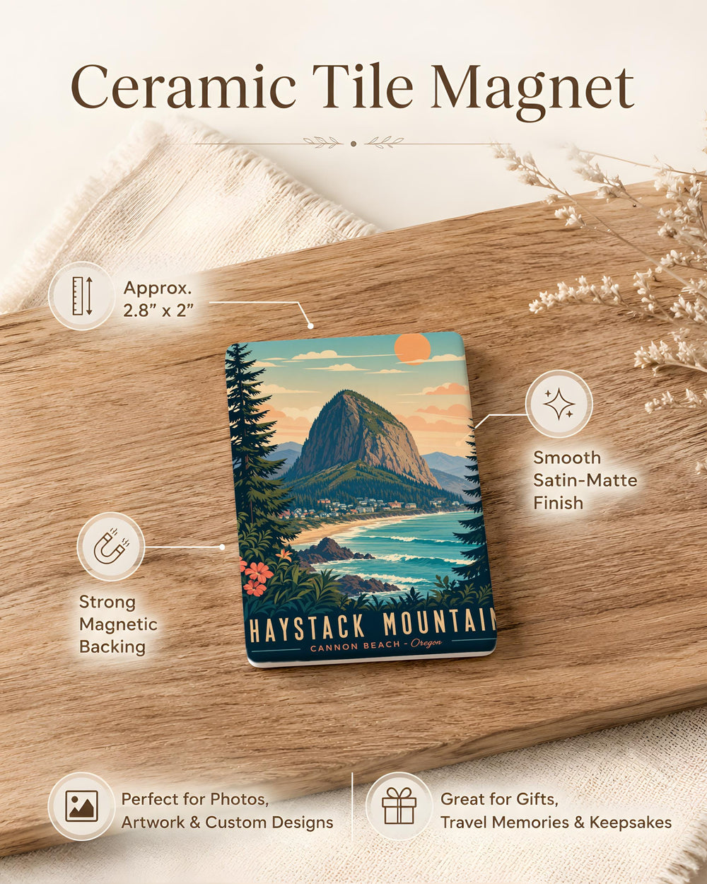 Haystack Mountain Fridge Magnet, Mountain Peak Landscape Souvenir Magnet, Hiking Nature Outdoors Refrigerator Magnet