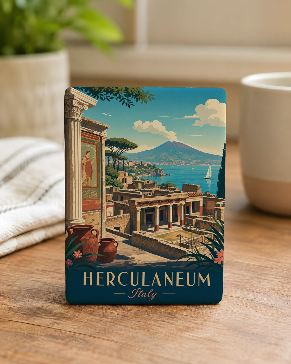 Herculaneum Fridge Magnet, Ancient Roman Ruins Souvenir, Archaeological Site Travel Keepsake Magnet