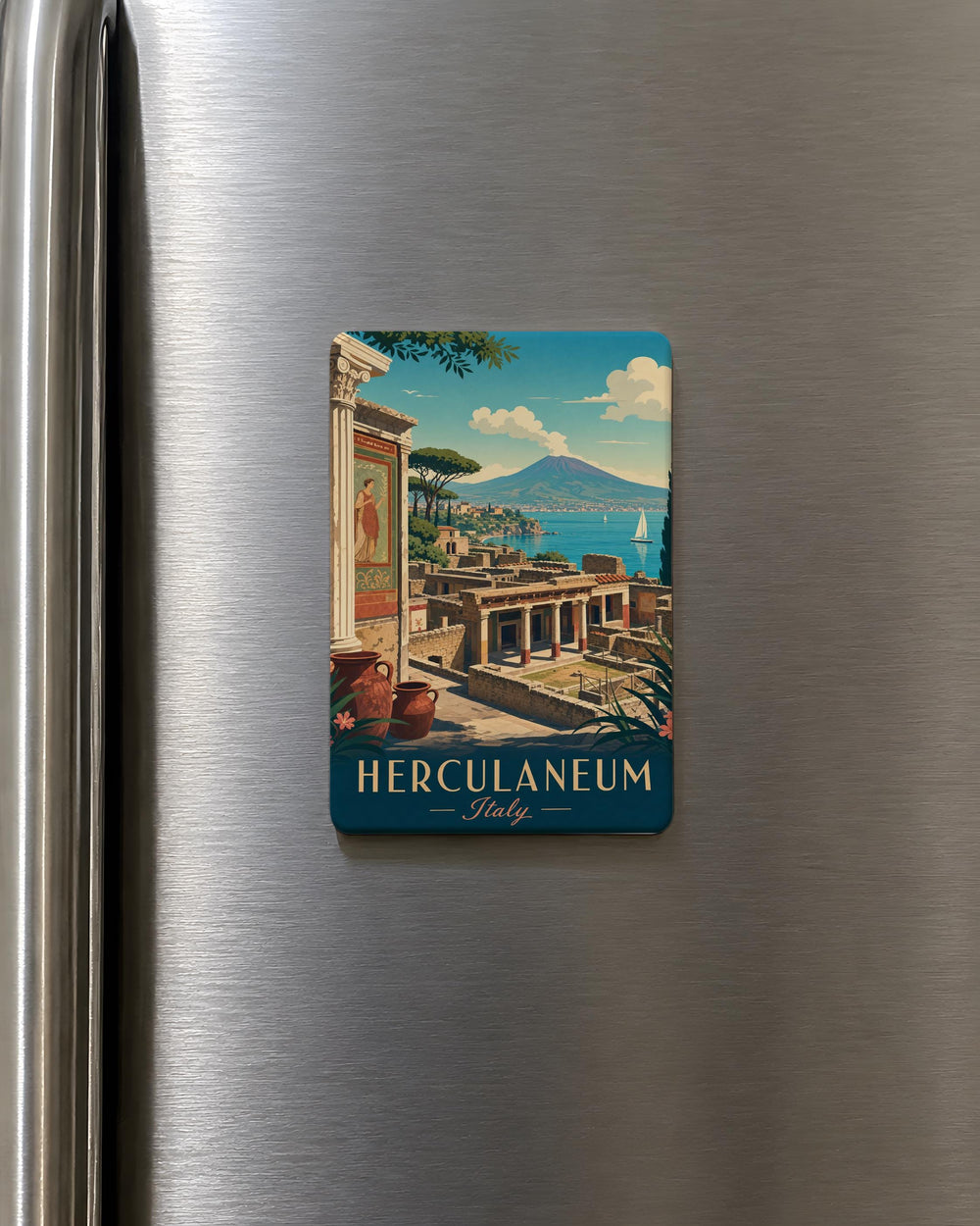 Herculaneum Fridge Magnet, Ancient Roman Ruins Souvenir, Archaeological Site Travel Keepsake Magnet