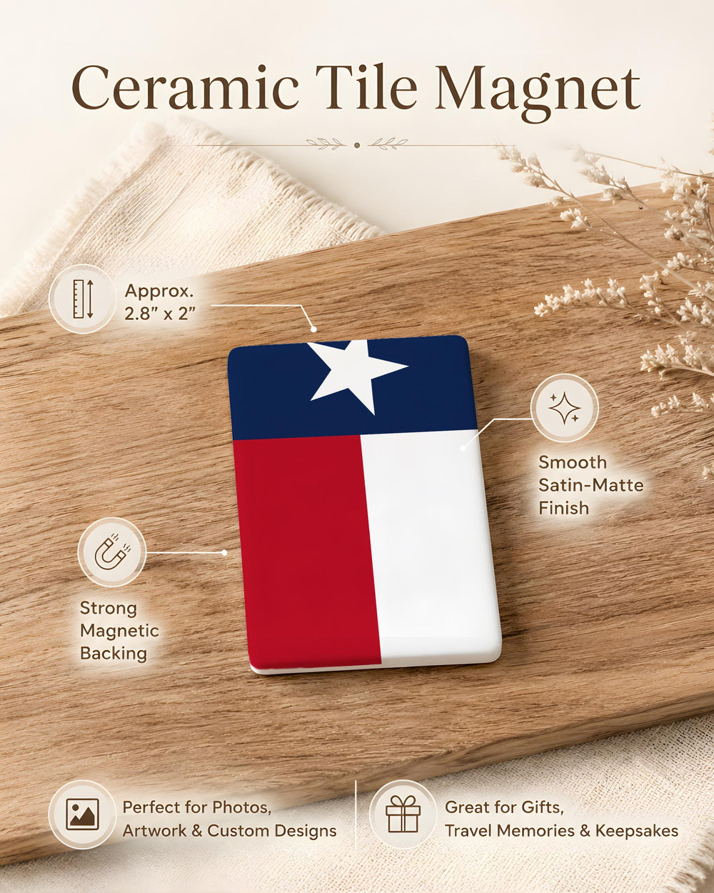 Houston Flag Fridge Magnet, Houston Texas Flag Souvenir Magnet, Texas Gift, Houston Travel Keepsake, Lone Star State Magnet