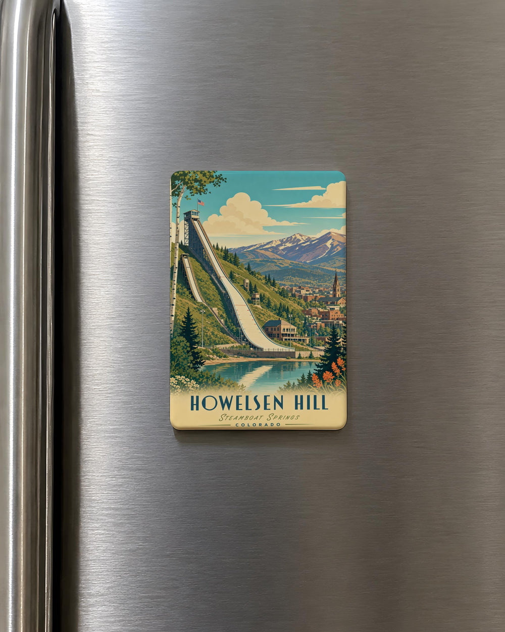 Howelsen Hill Ski Resort Fridge Magnet, Steamboat Springs Colorado Ski Hill Souvenir Magnet, Mountain Skiing Gift