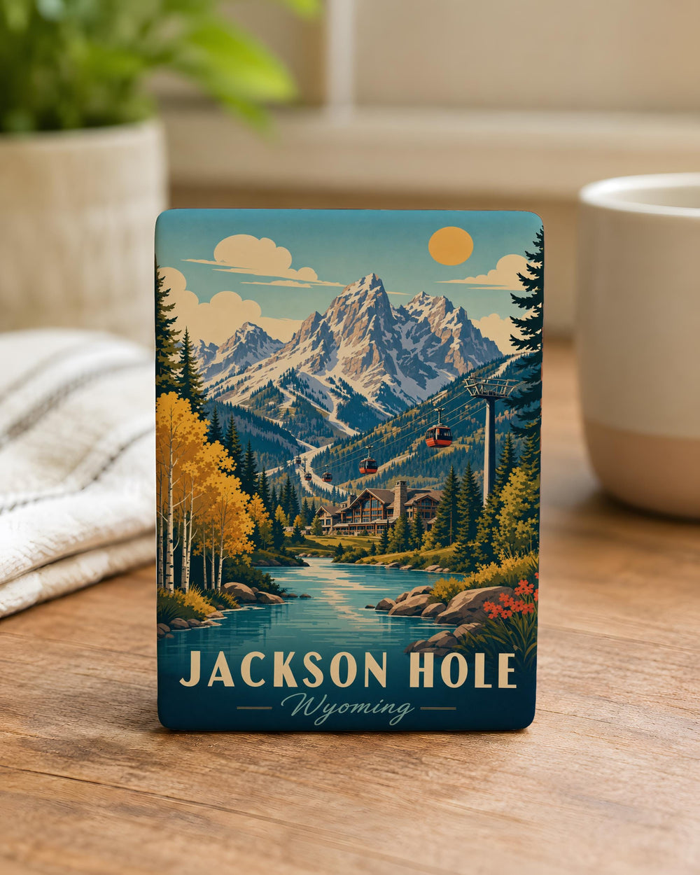 Jackson Hole Mountain Fridge Magnet, Wyoming Scenic Mountain Souvenir, Grand Teton Travel Keepsake Magnet
